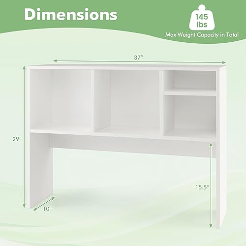 Tangkula White 4-Shelf Desktop Bookshelf with Countertop Storage Hutch