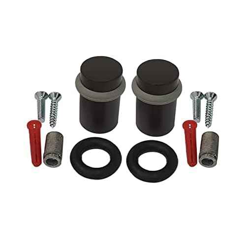 QCAA Cylindrical Floor Mount Door Stop, Height, 2", Solid Brass, US10B ORB Oil Rubbed Bronze, Made in Taiwan, 2 Pack