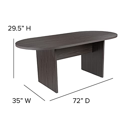 Rustic Gray 5-Piece Conference Table Set with 4 LeatherSoft Executive Chairs