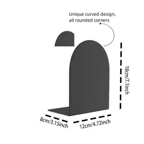Lulonpon 16 Pieces Book Ends, Bookends, Books Stand, Metal Bookend for Shelves, Black Book Ends for School, Library, Desktop Organizer