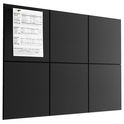 MaxGear Black Felt Bulletin Board 36" x 24" Large Wall Display Tiles with Push Pins