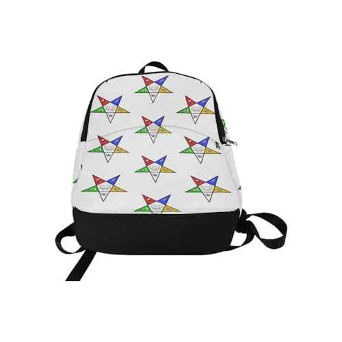 Generic OES Backpack Order of Eastern Star Print Travel Backpack, suitable for travel trips, sessions, business or for work (White OES logo back pack), Large Adult Size