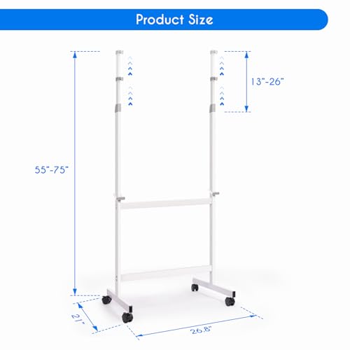 Maxtek White Mobile Whiteboard Stand with Wheels — Stand Only, No Drill Needed (Variation: White)