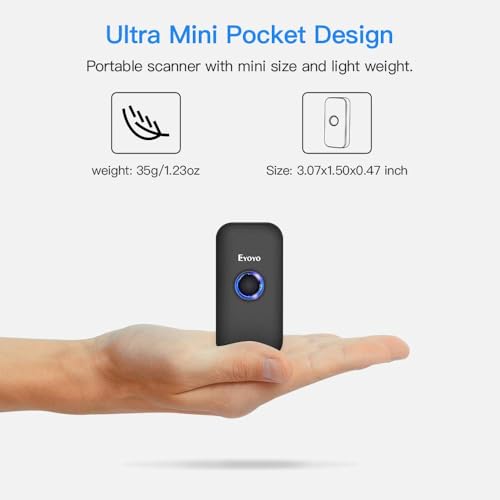 Eyoyo Mini 1D Bluetooth Barcode Scanner, 3-in-1 Bluetooth & USB Wired & 2.4G Wireless Barcode Reader Portable Bar Code Scanning Work with Windows, Android, iOS, Tablets or Computers