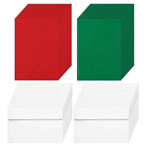 Geosar 100 Sheets Christmas Blank Cards with Envelopes for Card Making Red and Green Half Folding Greeting Cards New Year Holiday Blank DIY Cards with 100 White Envelopes, Folded Size 4 x 6 Inch