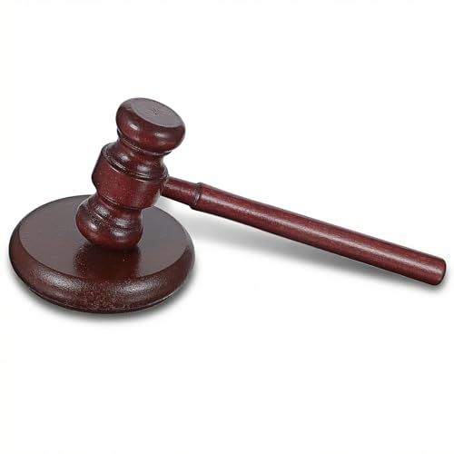 Judge Gavel and Sound Block Set - Wooden Courtroom Hammer for Legal & Auction Use