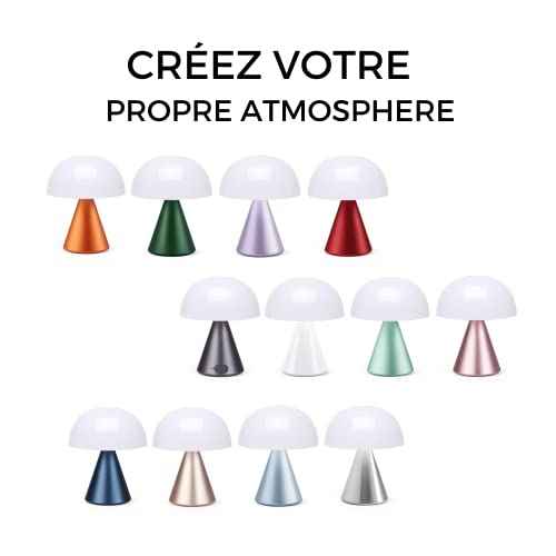 Lexon Mina M Mushroom Lamp - Portable Bedside Light for Bedrooms, Kids & Nursery - 9 LED Color Rechargeable Table Lamp with 24h Light & Dimmer, Medium - Dark Red