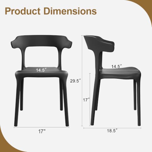 VECELO 4-Pack Stackable Plastic Dining Chairs, Black — No Assembly, Indoor/Outdoor