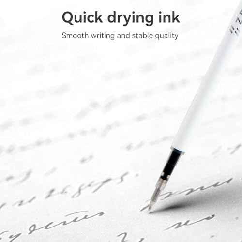 MengRan 4.3'' Gel Ink Pen Refills for Click Pens,0.5mm Tip Fine Point,Quick Drying Ink,Compatible with Pilot G2 (Original Gel Ink Refills 10 Pcs-Black Ink)