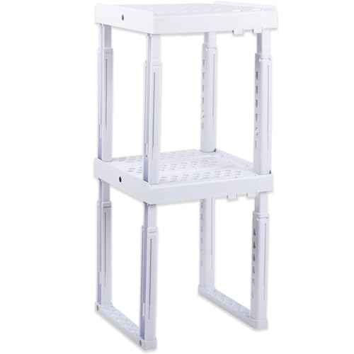Adjustable Locker Shelf for School, Work & Gym Lockers ? Expandable Width & Height, Stackable, Magnetic Support, Durable Locker Organizer Shelf Fits Standard Lockers, White, Pack of 2