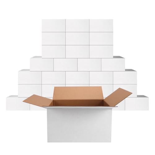 9x7x5 Shipping Boxes Set of 30 - White Corrugated Cardboard Mailing Boxes for Small Business Packaging