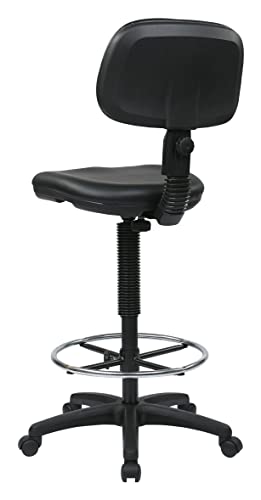Office Star DC Series Drafting Chair with Foot Ring & Sculptured Foam Seat (Black Vinyl)