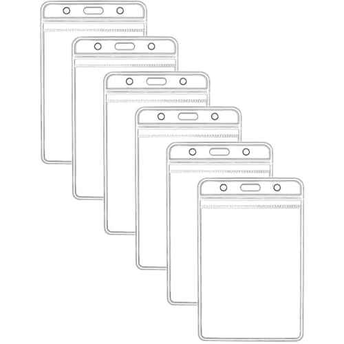 Vertical ID Badge Holders Sealable Waterproof Clear Plastic Holder, Fits RFID/Proximity/Badge Swipe Cards or Credit Card (6Pcs, Vertical)