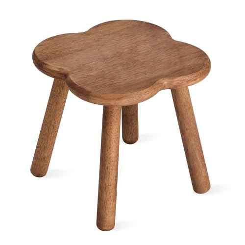 11.6inch Wooden Step Stool for Adults Small Wooden Stool Perfect Matched Sensory Table Great Assistant for Kitchen Bathroom Living Room Bedroom Garden (Full Body Natural Real Wood)