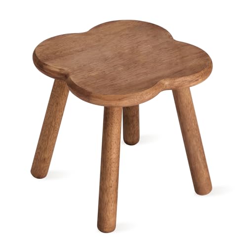 11.6in Solid Wood Step Stool for Adults — Multi-Purpose Small Wooden Foot Stool