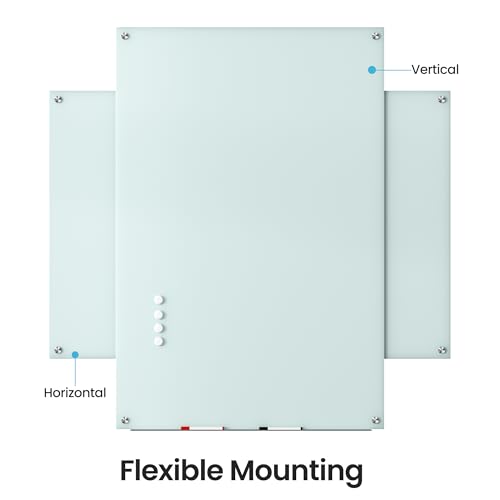 VUSIGN 36" x 24" Glass Whiteboard, Magnetie Dry Erase Board of Frameless, Minimalist Style Glass White Board for Wall, Office, Home,School