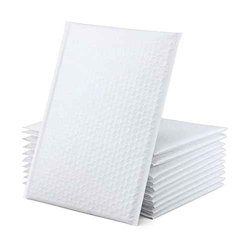 Water Resistant Bubble Envelope Mailers [10 Pack] 6 inch x 9 inch #0 White Poly Padded Shipping Envelopes Self Sealing Cushioned Packaging Bags