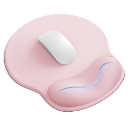 Laborio Large Light Pink Ergonomic Mouse Pad with Wrist Rest 10.6 x 9 inches