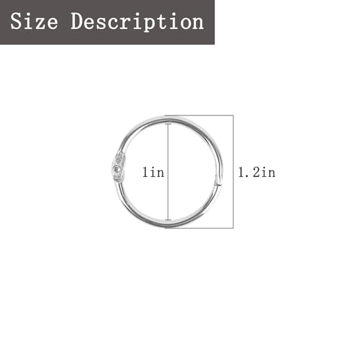1 Inch Binder Rings 100 Pack - Nickel Plated Loose Leaf Rings for Documents, Keys, Cards