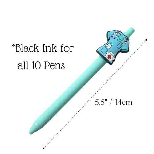 YJ PREMIUMS 10-Pack of Cute Nursing Pens with Heart, Syringe Designs in Black Ink - Versatile Writing Instruments for Nurses, Medical Assistants, Students (Medical)