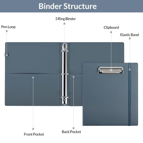Blue SKYDUE 3-Ring Binder with Clipboard & Dividers - Letter Size, 1 Inch