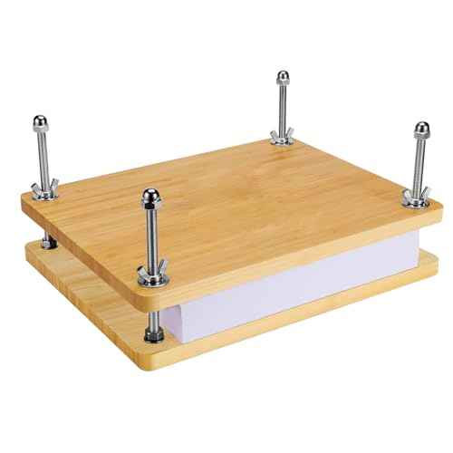 Book Press, Wooden Bamboo Flower Press Machine, Portable Book Binding Kits for Handmade Bookbinding, Manual Paper Press (11.6 x 7.9 Inch - 2 Floor)