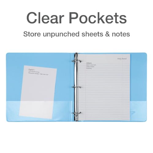 Cardinal 3-Ring Binders 1.5 Inch, Pack of 4 Pastel Colors, Holds 350 Sheets, ClearVue Presentation View, Non-Stick, Durable Office & School Supplies