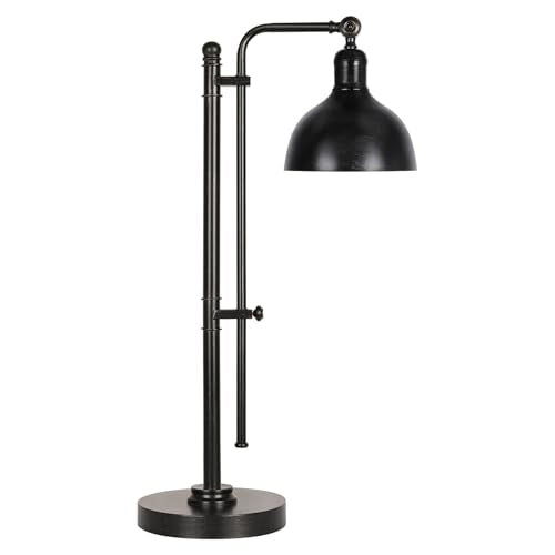 PARTPHONER Industrial Adjustable Desk Lamp for Home Office, Farmhouse Table lamp, Rustic Metal Task Desk Lamp in Aged Bronze Finish, Vintage Reading Lamp for Study Room, Black