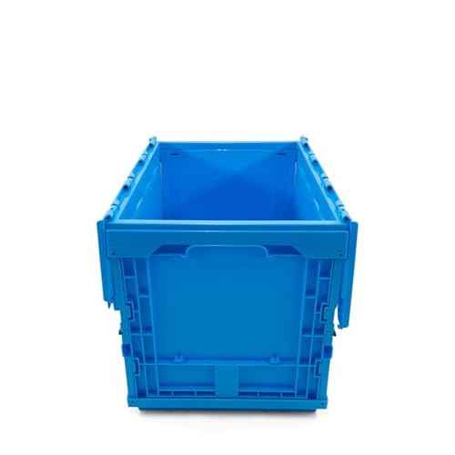 Collapsible 35 Liter Heavy Duty Storage Bin / Foldable & Stackable Utility Crate With Attached lockable Lid (2 PACK)