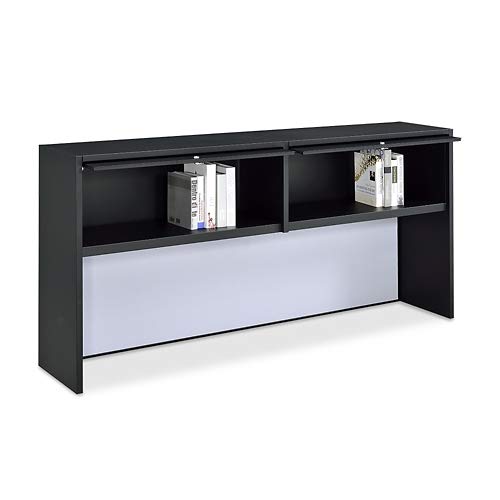 NBF Carbon Hutch with Tack Board - Office Desk Hutch with Durable Powder Coated Steel - Modern Desk Hutch with 2 Lockable Cabinets for Books or Essentials - 72" W x 15" D (Black, Gray)