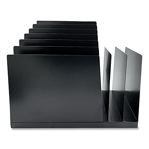 Huron Desktop File Binder Organizer Storage, Combination Vertical 3/Slant 6 Slot Tray, Black Steel