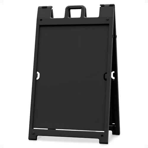 Plasticade Signicade Deluxe A Frame Durable Folding Double Sided Portable Sidewalk Curb Sign Display with Quick-Change System, Black