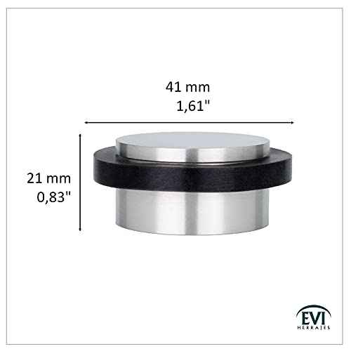 EVI | Adhesive Doorstop | 1.37'' X 0.8'' | Natural Silicone Black Rubber | Stainless Steel | Matte Finish | Great Adherence | 100% Functional | Mod. I-203