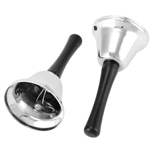 QWORK 6 Pack Silver Hand Bells - Loud Call Bells for Elderly, Teachers, Reception Desks