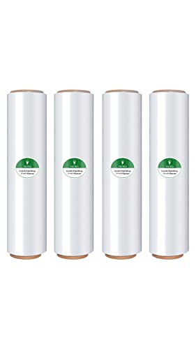 YXX-TECH Heavy Duty Shrink Wrap Rolls 18in x 1500ft - 4 Pack, Clear Industrial Pallet Wrap