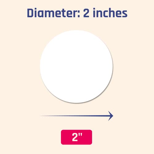2" Round Matte White Sticker Label, Laser/Inkjet Printing - Letter Size, 200 Sheets