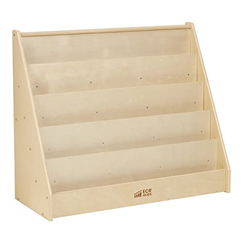 ECR4Kids 5-Shelf Wooden Book Display Shelf Natural - Kid-Friendly Classroom & Bedroom Storage