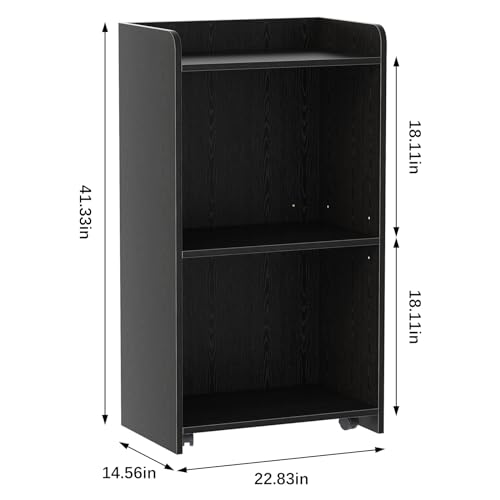 aboxoo Portable Podium Stand with Wheels (Black) – 41.3" High, 22.5" x 14.5" Desktop, Adjustable Shelf, Locking Casters