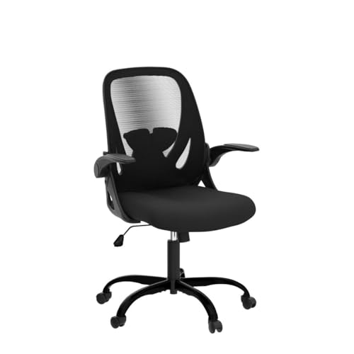 Primy Black Ergonomic Office Chair with Flip-Up Armrests, Lumbar Support, 360° Swivel – Breathable Mesh Desk Chair