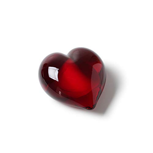 Ca D Oro Small Red Heart Glass Paperweight Hand Blown Murano-Style Art Glass