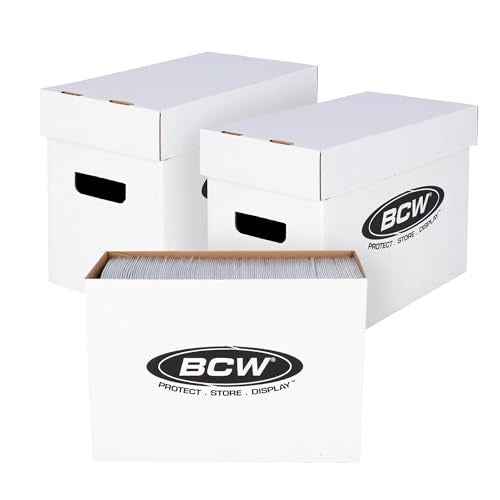 BCW Short Comic Storage Box - 3 Pack | Holds 150-175 Current/Silver Age Comics | Stackable, Durable 200 lb. Strength