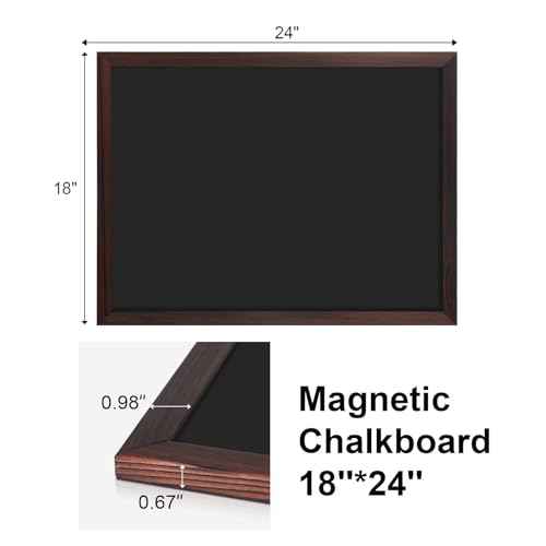 Comix Magnetic Chalkboard, 18 x 24 Inches Wooden-Framed Blackboard for Kids, Hanging Chalk Board for Home Kitchen Restaurant Menu