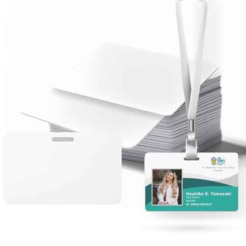 500 Pack-Premium Blank PVC Cards with Slot Punch on Long Side, Lumanious CR80 30Mil (CR8030) Horizontal Slot Punch Blank Credit Cards for Business Office Photo ID Badge Printers