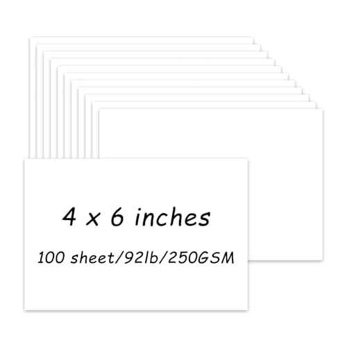 100 Pack 4x6 White Cardstock, 92lb/250GSM Heavyweight Blank Cards, Thick Card Stock for Wedding Invitations, Thankyou Cards, Postcards