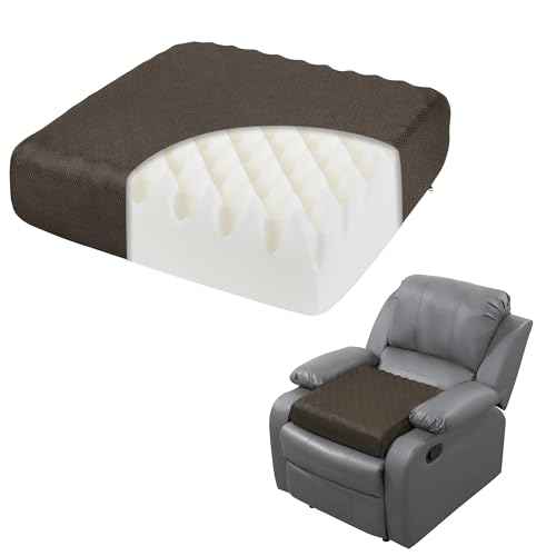 HOMBYS 5" Thick Egg Shaped Foam Recliner Chair Cushion for Elderly, Thicken & Extra Large Seat Cushion Chair Pad for Couch, Armchair, Wheelchair for Easy to Stand Up & Reduce Hip & Lumbar Pain, Brown