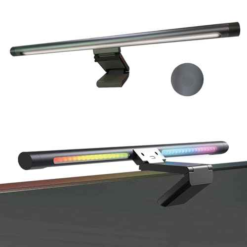 Computer Monitor Light RGB Back Light, Dual Light Bar with Remote Control, Stepless Dimming Monitor Lamp, USB Powered, Monitor Light Bar for Game/Work/Office