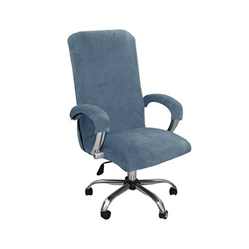 GOWT X-Large Velvet Plush Office Chair Cover with Armrest - Gray Blue