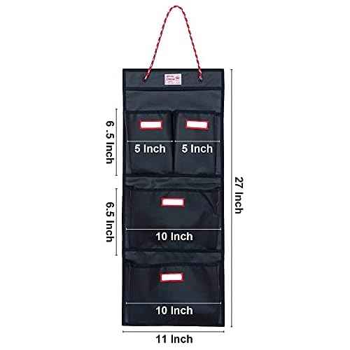 Rough Enough Locker Organizer Hanging Accessories Storage Organization with 4 Pockets for Work Door Gym Wall Black Tarpaulin