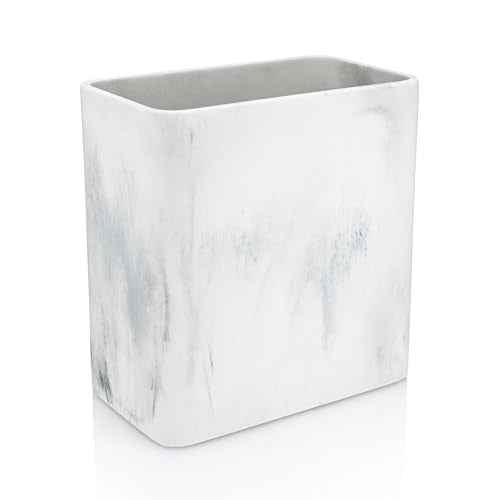 Essentra Home Marble Rectangular Trash Can for Home Office, Bedroom, Bathroom, Kitchen - 2.4 Gallon, 9 Liter Capacity - Fits in Narrow, Compact Spaces - Stable, Durable Polyresin