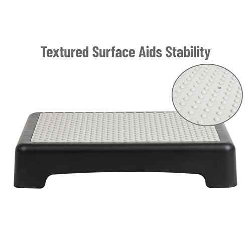 Mind Reader Platform Booster Step, Step Stool for Seniors, Indoor Outdoor, Riser, 17" L x 13" W x 3.5" H, Black and White
